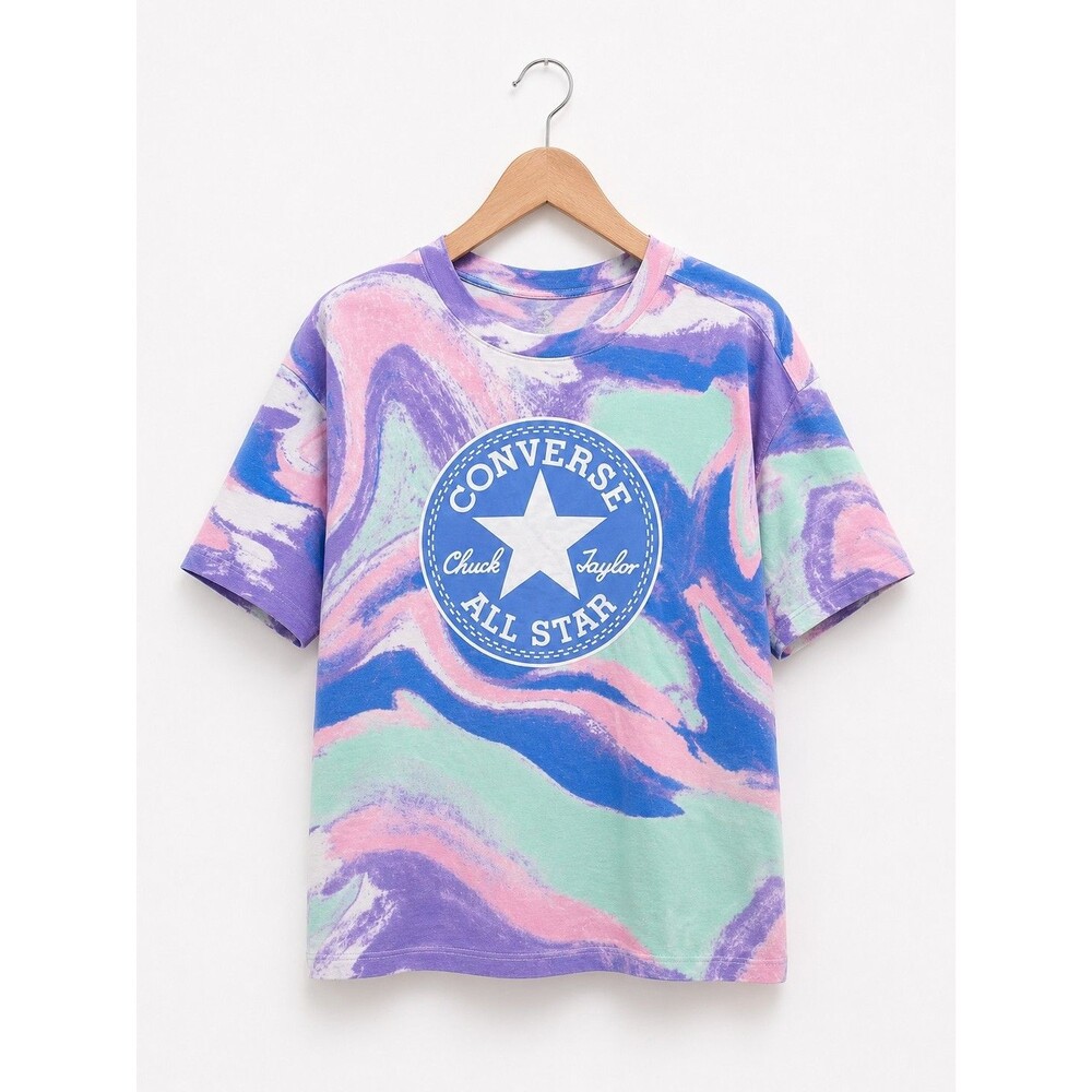 Converse Multicolor Chuck Taylor All Star Logo Graphic Crew Neck T-Shirt Girls L